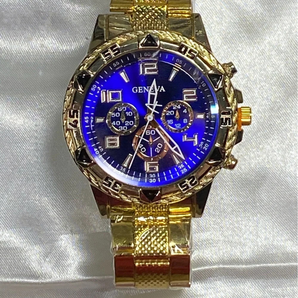 Geneva Gold style Watch with Vibrant Blue Face $20 each or 2 for $30
